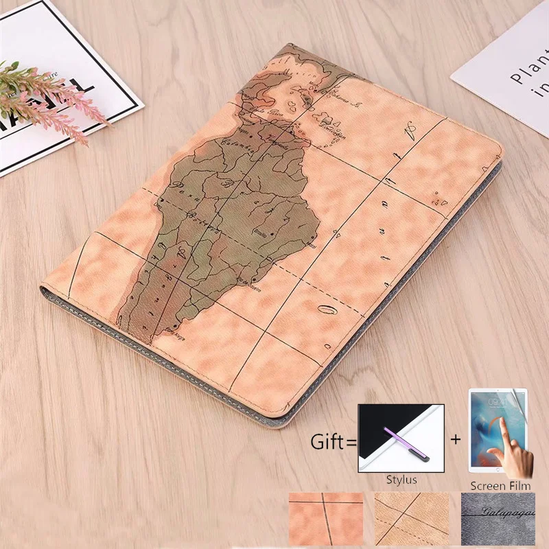 Vysoko Kvalitné Mapy Sveta Kožené puzdro Pre Apple iPad 10.2 Palcov 2019 So Stojanom Funkcie Sloty pre Karty Peňaženky Kryt pre iPad 7. Generácie