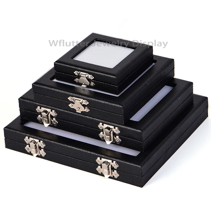 Vysoká Kvalita Drahokam Display Box Koženkové Diamond Úložný Box Gem Displej Organizátor Kameň Prípade Šperky Držiteľ Vitrína