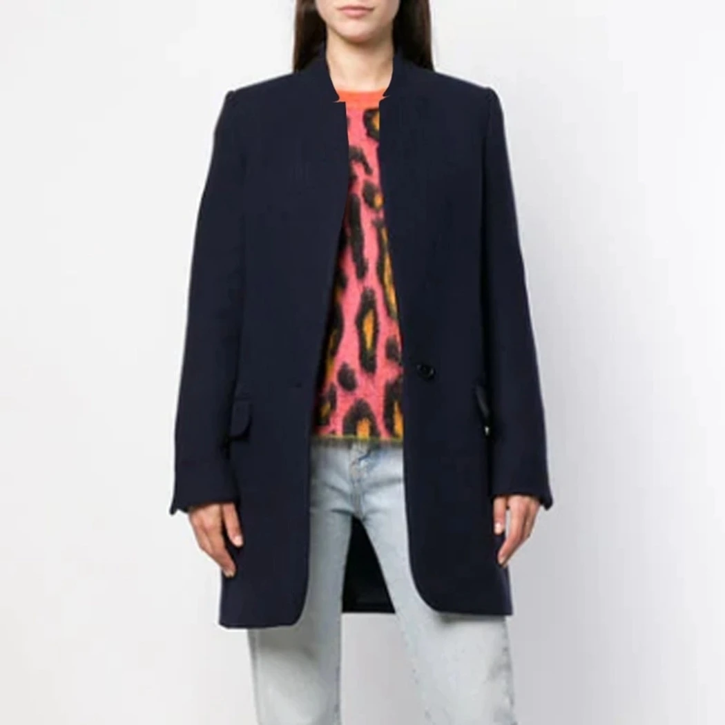 Vysoká kvalita, Dvojité vlnené kabát 2020 Jar Ženy Móda Stojan Golier Coats Dlho Vlnené Kabát Office Dámy Plus veľkosť Bunda Top