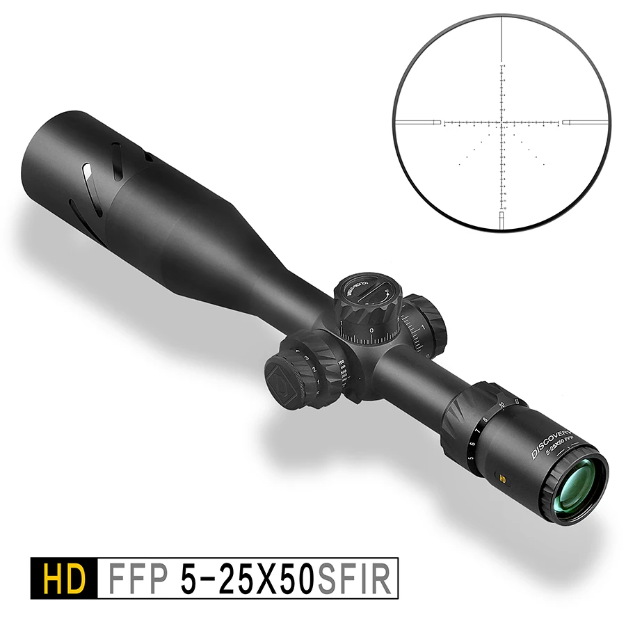Vysoká Presnosť, Discovery HD, 5-25X50SFIR FFP Prvý Ohniskovej Rovine rozsah Pôsobnosti 1/10MIL R&G Osvetlenie Reticle Taktické Lov Riflescope