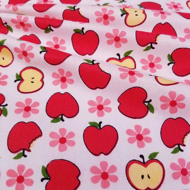 Vytlačené Apple Dieťa Bavlna Patchwork Plátno, Bavlna Twill Textílie,DIY Šitie, Prešívanie Tuku Štvrtiny Materiál Pre Baby&Child