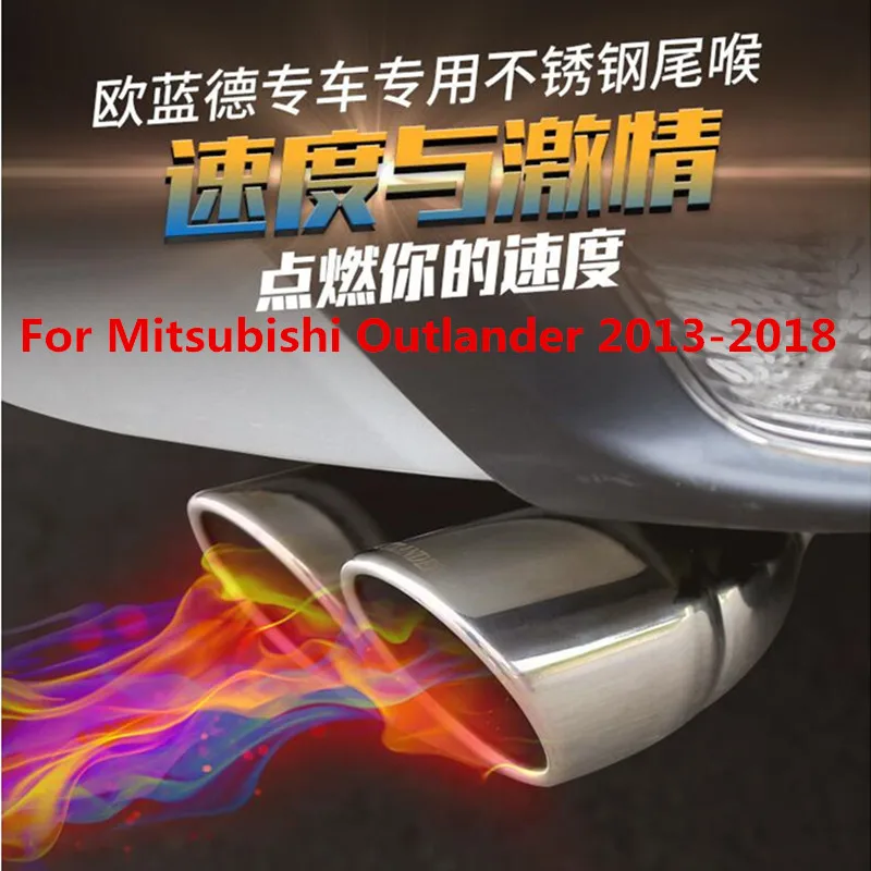 Výfukové plyny áut šál z nehrdzavejúcej ocele 1 až 2 dvojlôžkové trubice chrome upravené zadné ostrohové hrdlo Pre Mitsubishi Outlander roky 2013-2018