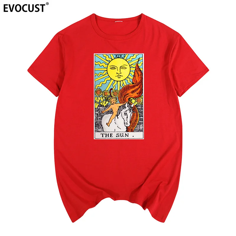 Význam Slnka Major Arcana Tarot Karty v Čítaní Lete tlačiť T-shirt Bavlna Mužov tričko ženy, ČAJ