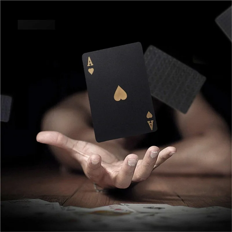 Waterproof Black Poker Štandardné Hracie Karty, Magické Triky Nástroj Zábavné Hracie Karty Čierny Kockovaný Domáce Dekorácie