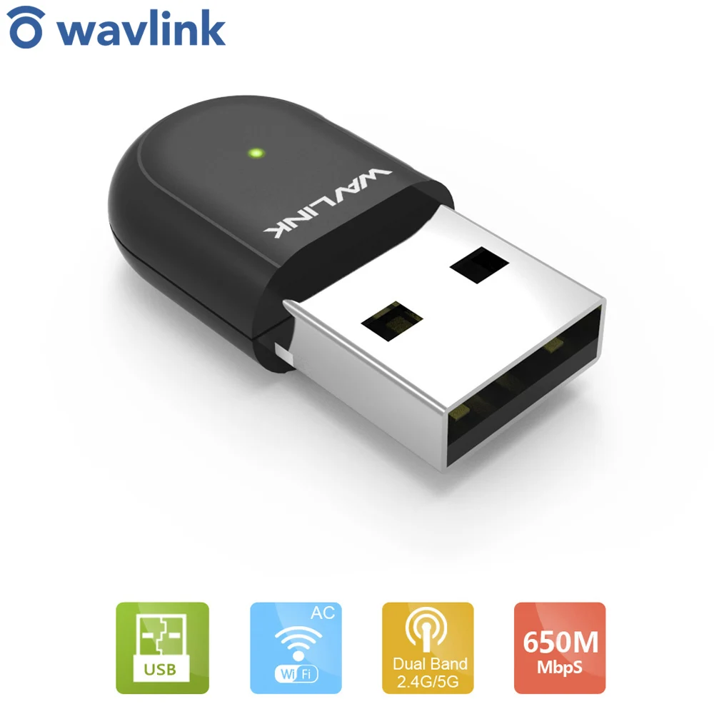 Wavlink 650Mbps Mini USB WiFi Adaptér Bezdrôtovej Sieťovej Karty Pre PC, USB, Ethernet, WiFi Dongle 2.4 G 5G Sieťovej Karty Windows, MAC OS