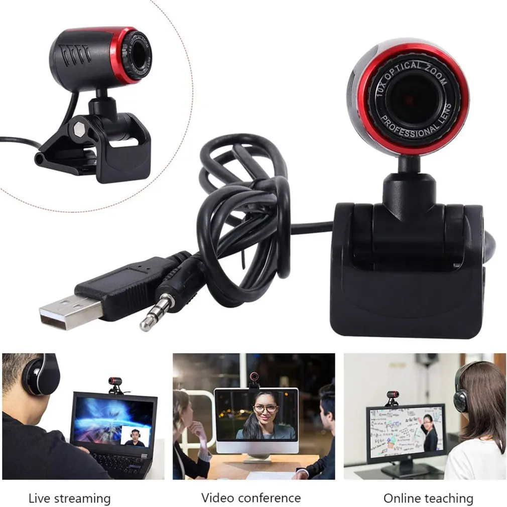Webkamera USB High-Definition Kamery Web Cam 360 Stupeň MIC Klip-on Pre Skype Ploche Počítača je Na sklade