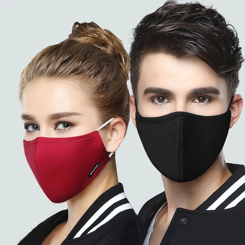 Wecan Kpop Bavlna Čierna Maska na Ústa, Tvár Masku Proti PM2.5 Masku proti prachu s 2ks Filter Uhlíkom kórejský Maska Textílie Masku na Tvár