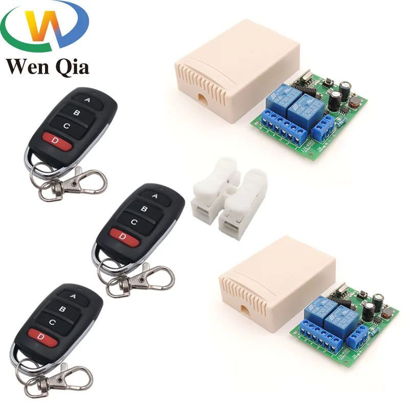 Wenqia 433 Bezdrôtové Diaľkové Ovládanie Spínač AC 100V-220V 10A 2200W 2 2 gangy Prijímač a Vysielač pre ľahké/ Elektrické dvere