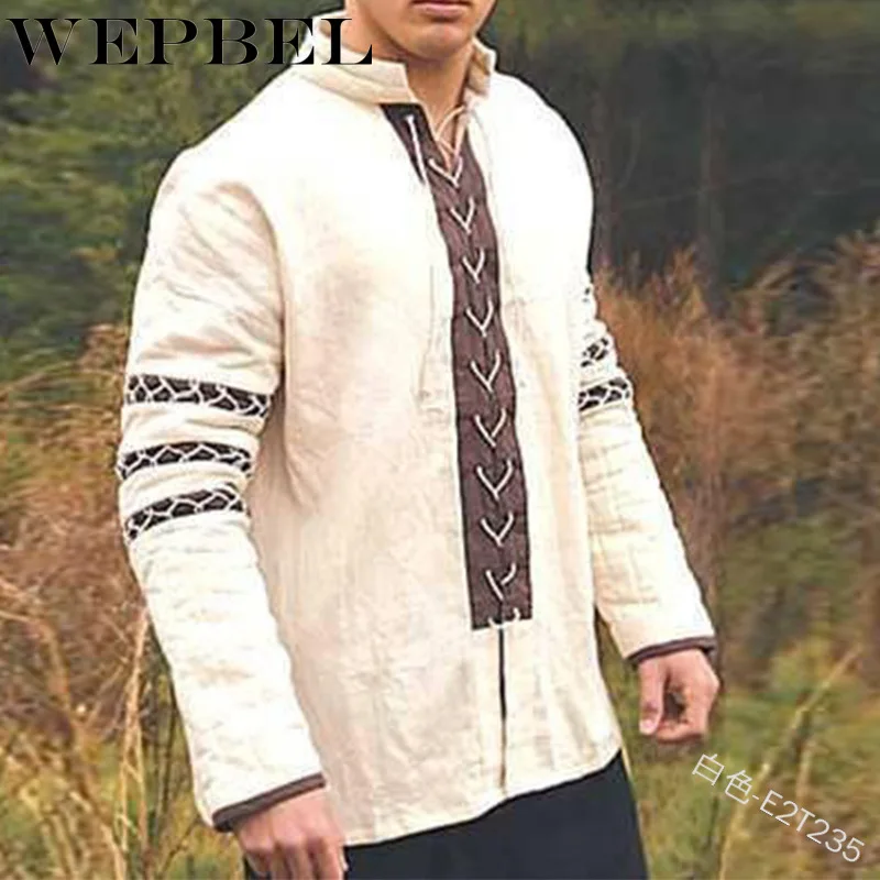 WEPBEL Stredovekého Rytiera Prešívaný Gambesons Kabáty pre Mužov Vintage Vysokým Golierom Čalúnená Bunda
