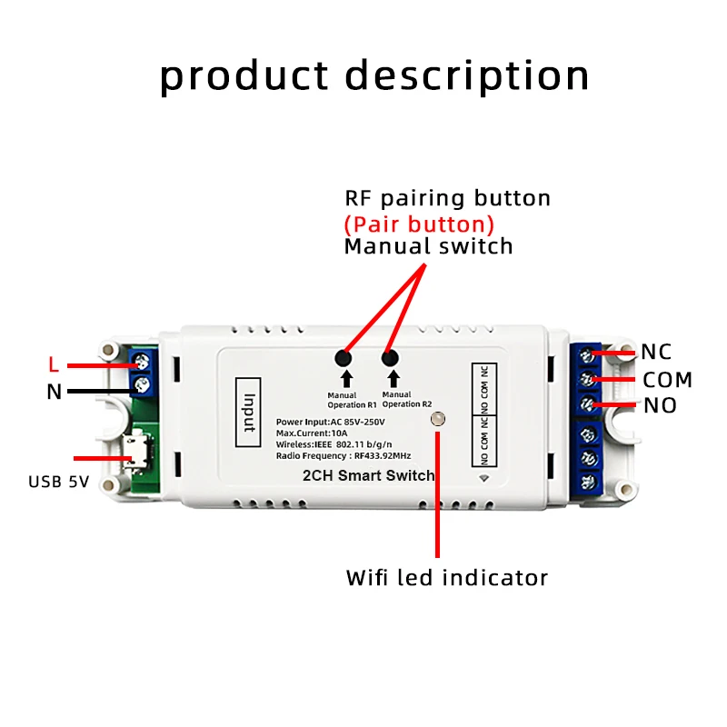 Wifi Smart Garážové brány Otvárač eWeLink APP Control 2 Kanál Smart Switch DC 7-32V AC85-220V Pracovať S Alexa Echo Domovská stránka Google