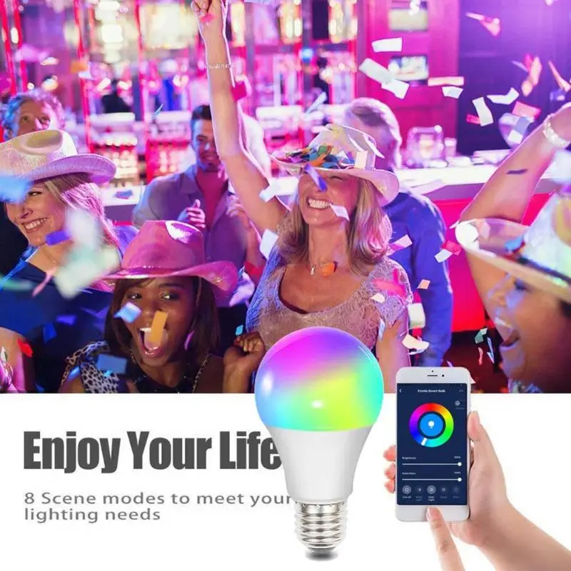 WiFi Smart Žiarovky E27 LED RGB Lampa Pracovať s Alexa/Domovská stránka Google 85-265V RGB+Biela Stmievateľné Časovač Funkcia Magic Žiarovka Dropship