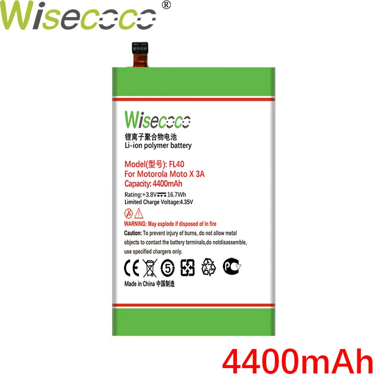 WISECOCO 4400mAh FL40 Batérie Pre Motorola Moto X 3A Moto X Hrať Dual XT1543 XT1544 XT1560 XT1561 XT1562 XT1563 Mobilný Telefón