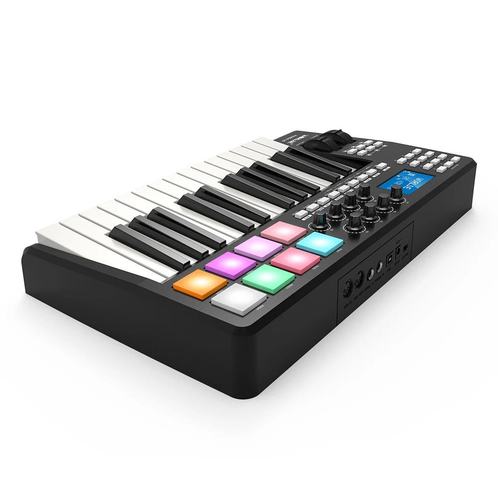 WORLDE PANDA25 Kompaktný 25-Kľúč USB MIDI Keyboard Controller 8 RGB Farebný Podsvietený Trigger Pad/Biele Svetlo s podsvietením pomocou USB Kábla