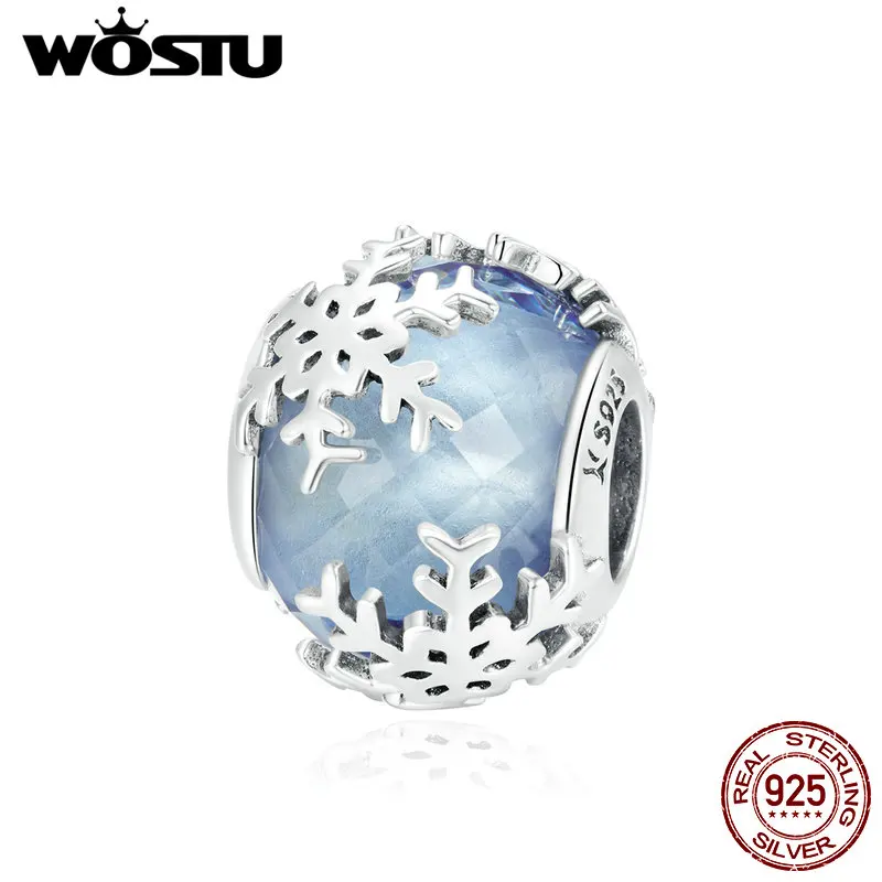 WOSTU 2020 Rýdzeho Striebra 925 Crystal Snowflake Korálky pre Ženy, Takže Kúzlo fit Originálny Náramok DIY Korálky Bijoux DXC1666