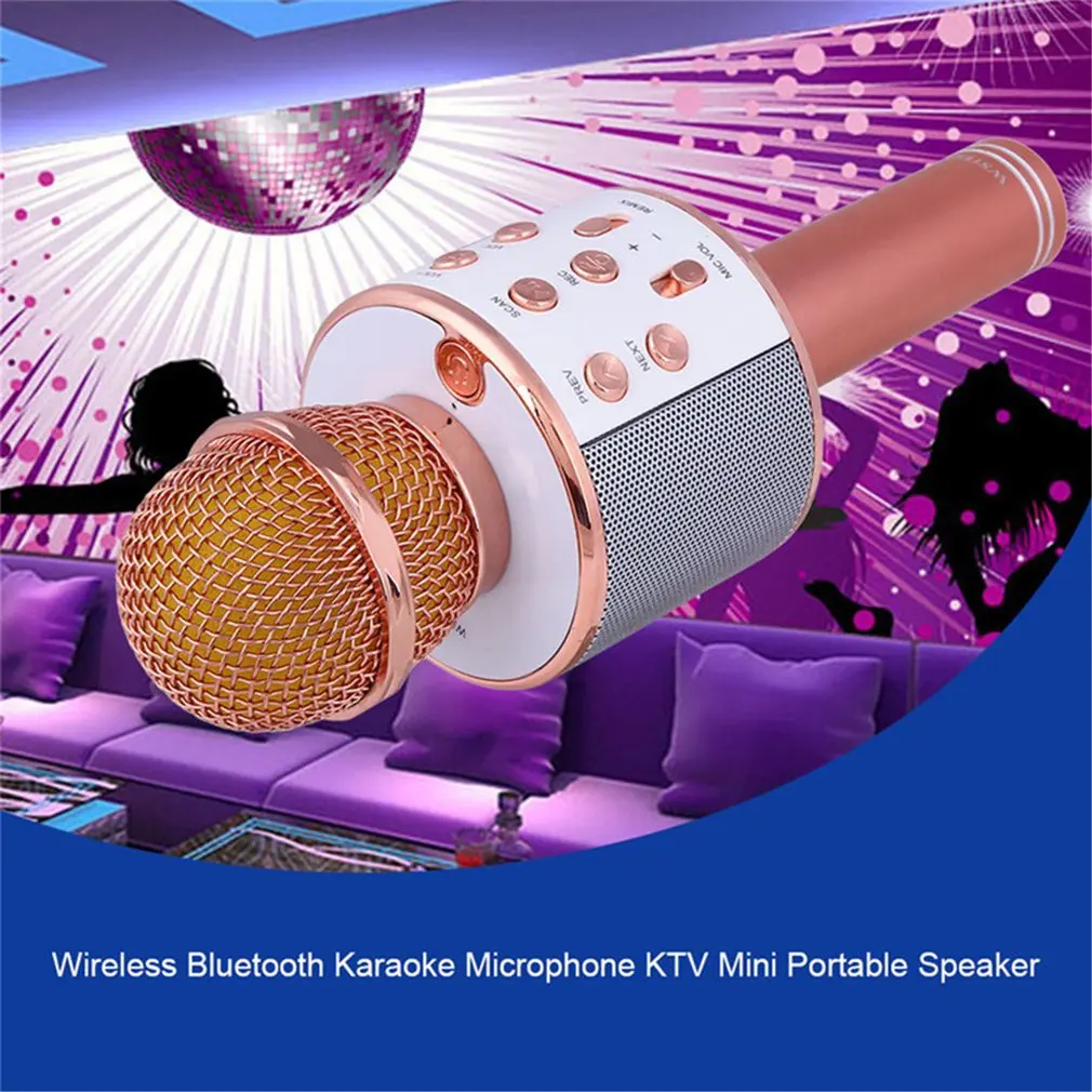 WS858 Prenosné Bluetooth Karaoke Mikrofón Bezdrôtový Profesionálny Reproduktor Domov Ktv Ručný Mikrofón