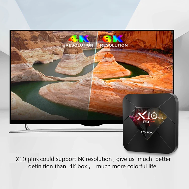 X10 Plus Android TV Box Android 9.0 Allwinner H6 Quad Core, 4GB RAM, 64 GB ROM USB3.0 WIFI 6K Rozlíšenie H. 265 HDR Set-Top-Box