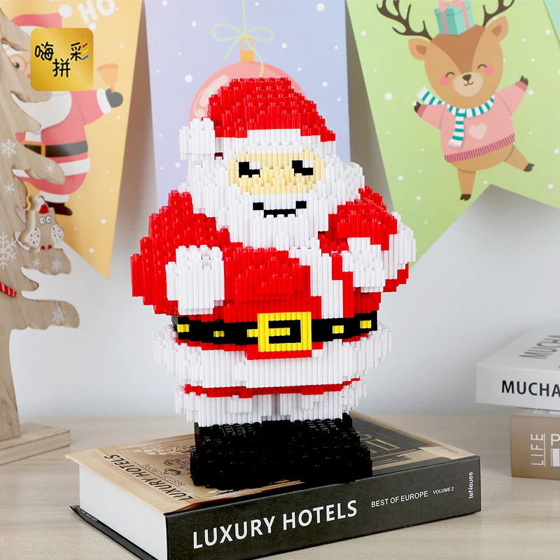 Xizai 8048 Veselé Vianočné Darčeky Santa Claus Starý Muž 3D Model DIY Mini Magické Kvádre, Tehly, Budova Hračka pre Deti, žiadne Okno