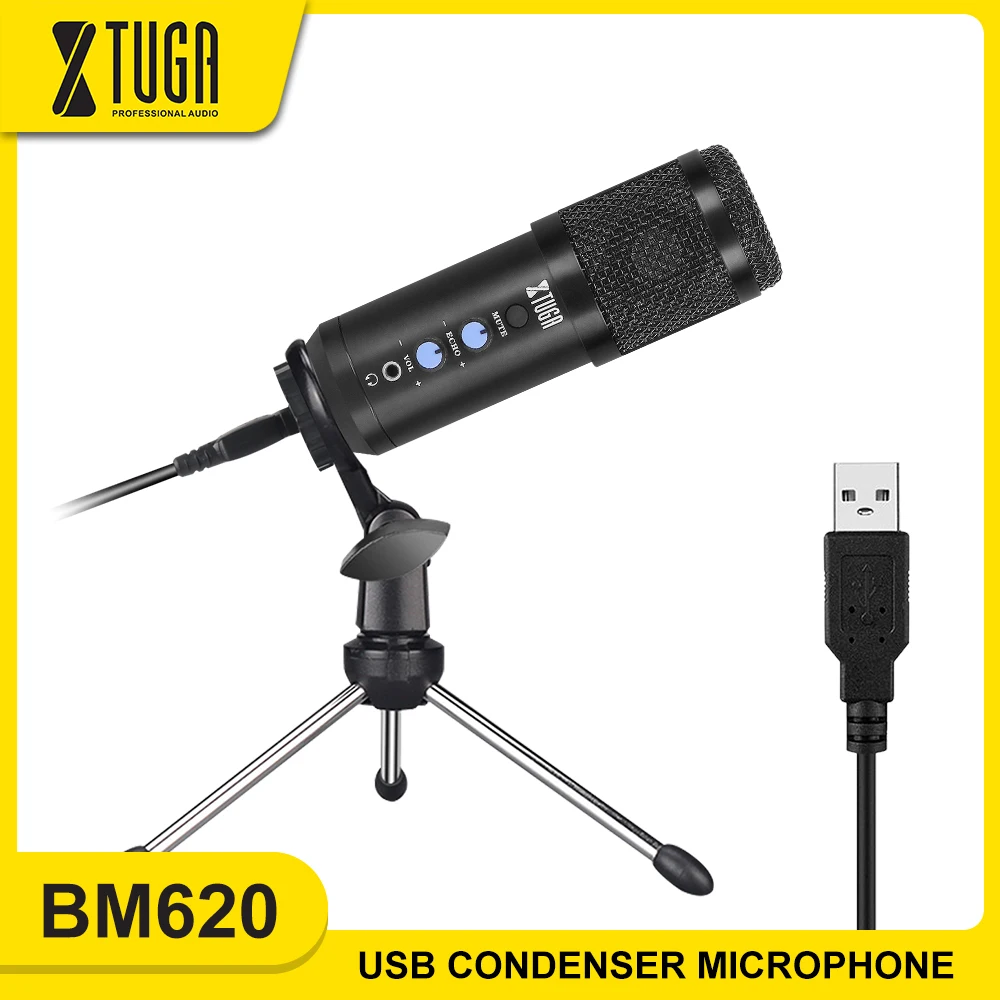XTUGA USB Chladič Mikrofón Zabudovaný Stlmiť Gombík,Monitor&Echo Efekt pre Notebook Mac PS4 Hry,Nahrávanie,Youtube Živé Vysielanie