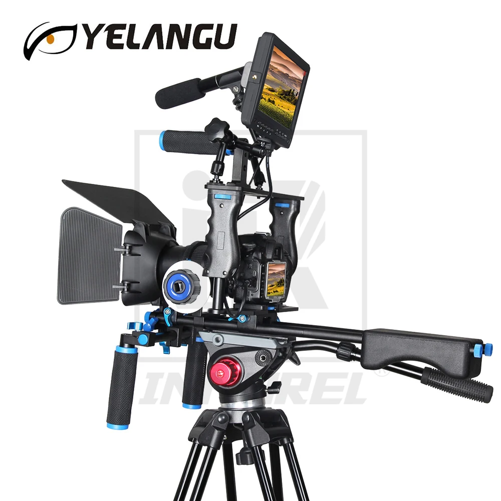 YELANGU D221 Profesionálne DSLR Video Plošinu Ramenný Fotoaparátu, Stabilizátor Matný Box Zameriavajú Klietka pre Canon, Nikon, Sony DSLR