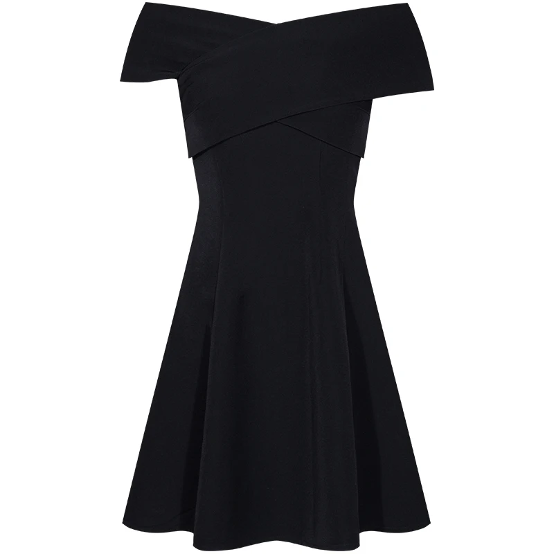 YIGELILA Ženy Vintage Malé Čierne Šaty Letné tvaru Ríše Slim Šaty Pevné Kríž Obväz A-line Šaty 64882