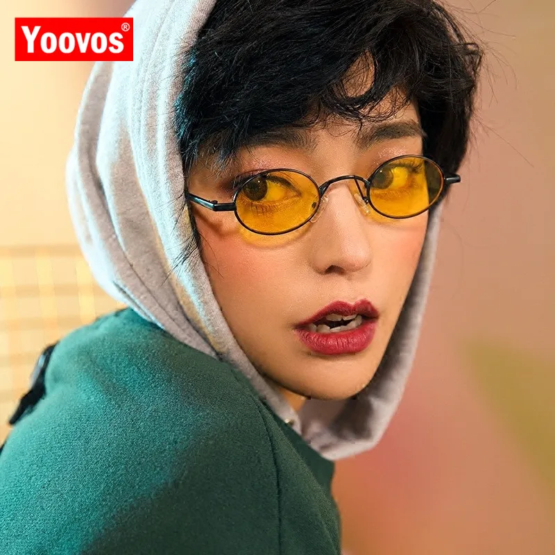 Yoovos 2021 Kolo Zliatiny Slnečné Okuliare Ženy Značky Vintage Dizajnér Klasické Okuliare Kovový Rám Zrkadla Módne Oculos De Sol Gafas