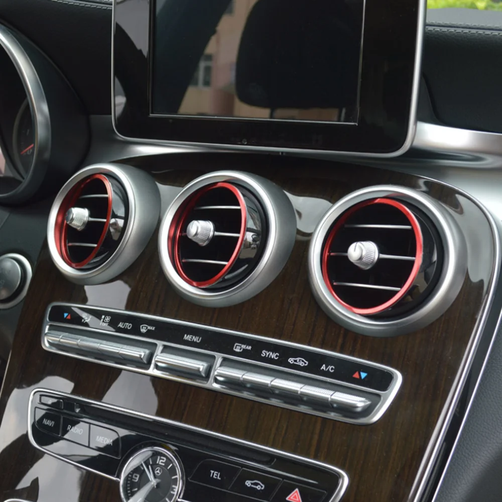 Yubao 7PC Auto-styling sieťovej Zásuvky Krúžok Dekorácie Klimatizácia Otvory Výbava Nálepky Kryt pre Mercedes Benz C Trieda W205 GLC