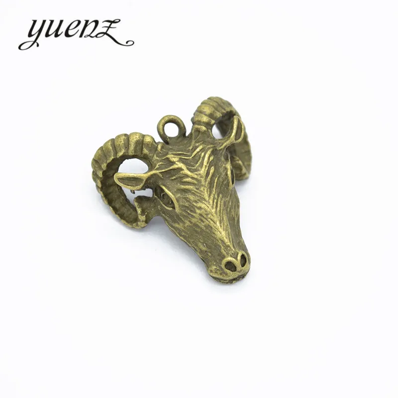 YuenZ 10 ks Starožitné Kúzlo kovové 3D Ram hlavu prívesky pre šperkov náhrdelník, takže 31*29mm D9226