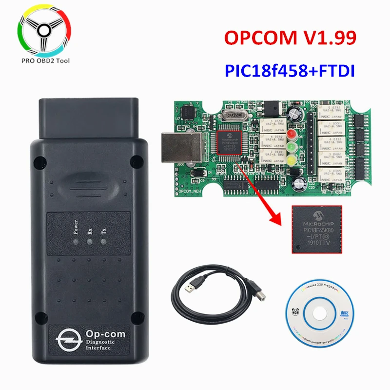 Zadarmo Loď OPCOM V1.99 OPCOM V1.70 s PIC18F458 FTDI Čip pre Opel Auto Diagnostický Scanner Flash Aktualizácia Firmvéru Verzia opcom