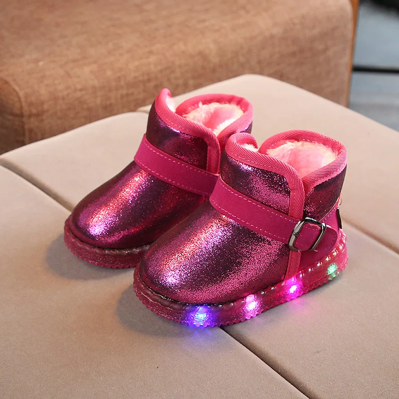 Zimné Deti Sneh Topánky, Baby, dievčatá, chlapcov topánky LED Svetlo Svietiace módne Tenisky Teplé Deti Sneh Topánka Flash Osvetlenie topánky