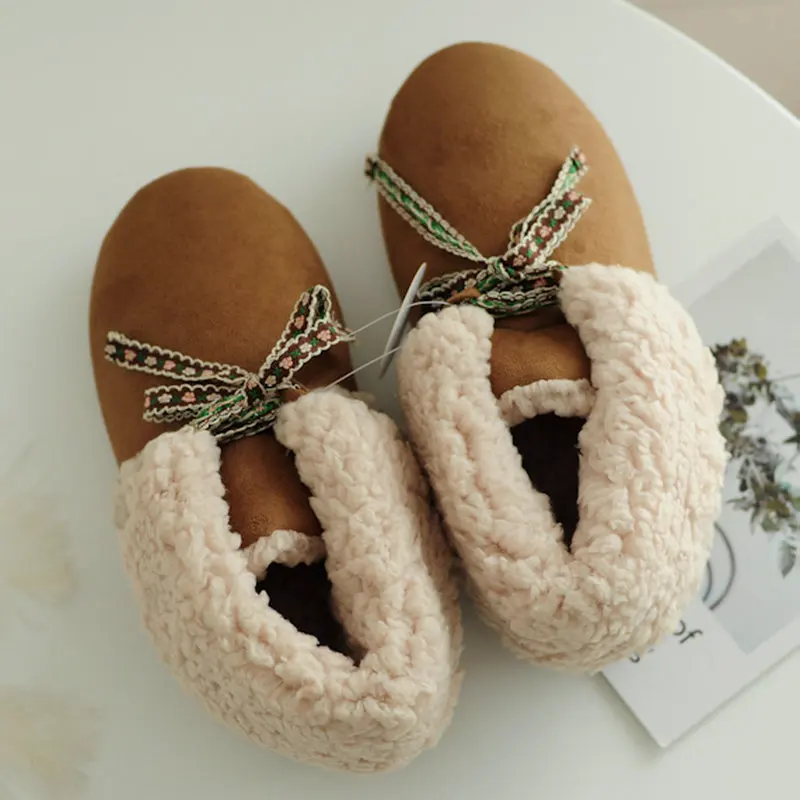 Zimné Jedna veľkosť 24.5 nový štýl Teplé papuče v bavlna topánky vnútorné podlahy domova Non - protišmykové baránok ženy papuče pre dospelých topánky