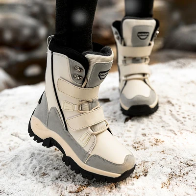 Zimné plus velvet hrubé teplé bavlna topánky ženy non-sklzu a nepremokavé vonkajšie snehu topánky dámske mid-tube hrubé-soled lyžiarske sho