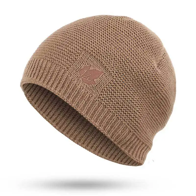 Zimné pánske pletené čiapky šatku, vonkajší teplom velvet unisex nový módny trend značky čiapky javorový list kožené štandardné muž