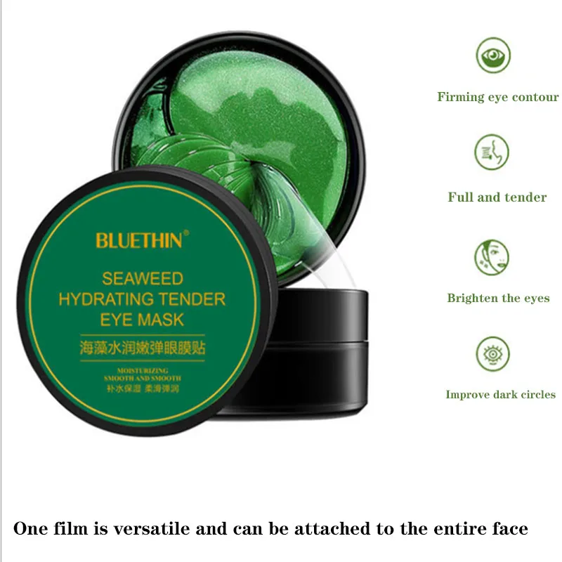 Zlatá Kolagénová Maska Prírodné Hydratačné Tmavé Kruhy Zelené Riasy Očná Maska Anti-Aging Eye Cream 60 Tabliet