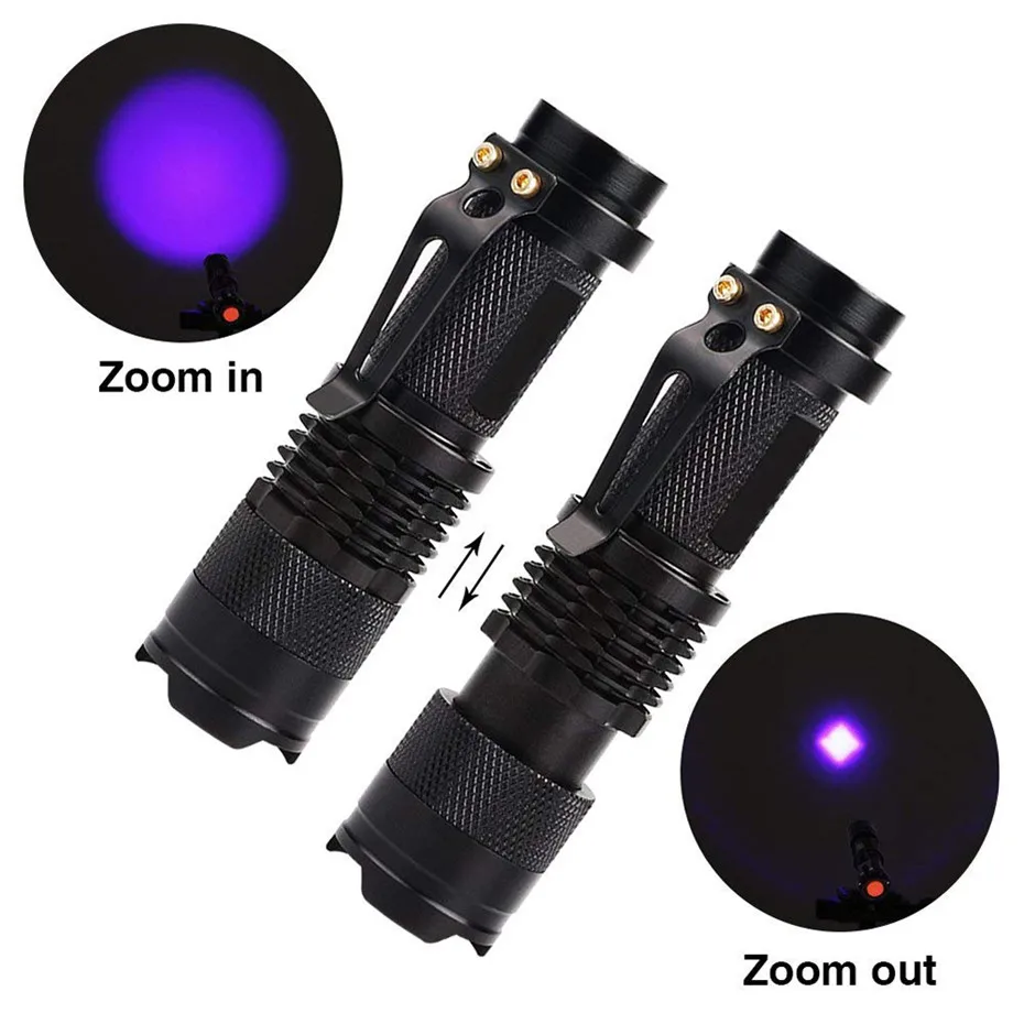 Zoomovateľnom Mini Baterka UV Svetlo Ultrafialové Malé Led Baterkou Nepremokavé UV Black Light pre Detekciu domáce Zvieratá Škvrny Kontrola