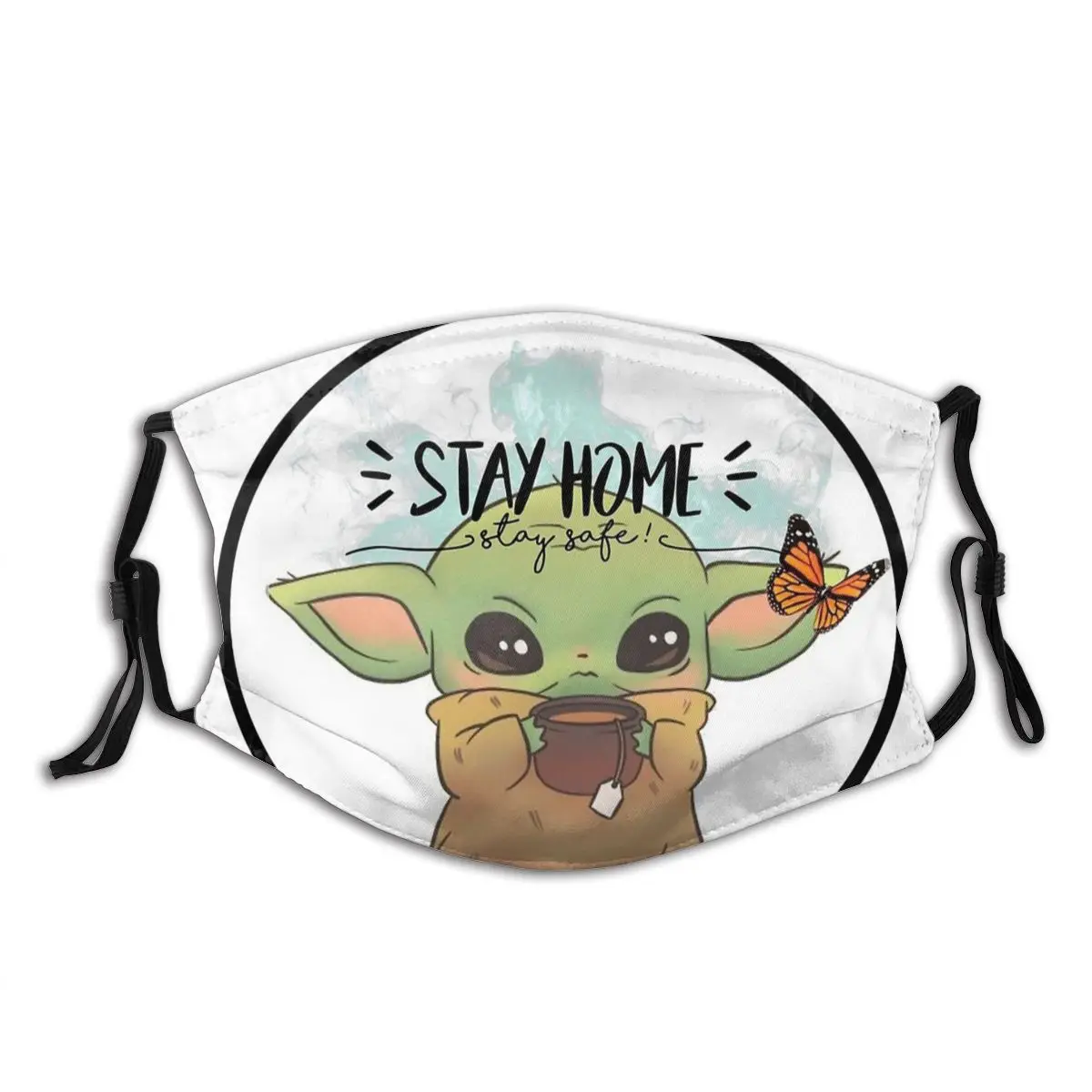 Zostať Doma Non-Jednorazové Úst Tvár Masku Dieťa Yoda Mandalorian Star Wars Anti Haze Masky S Filtrami Na Ochranu Respirátor