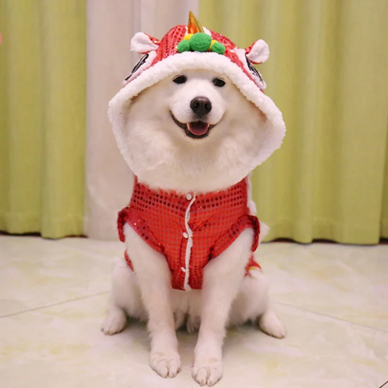 Zábavné Oblečenie pre psy, Nový Rok Pet Čínsky Kostým Tanec Draka Lion Oblečenie pre psy, Čínsky Štýl, Nový Rok Tanec Draka Človeka
