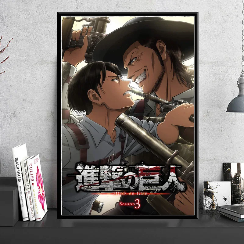 Útok na Titan Sezóna 1 2 3 Japonskom Anime Film Plagát A Vytlačí Umenie Maľba na Plátne, obrazov na Stenu Pre Obývacia Izba Domova