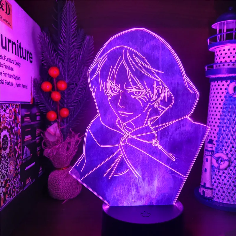 Útok Na Titans 3D Lampa Eren Jaeger LED Nočné Svetlo Anime Vianočné Dekorácie Lampara Spálňa Navidad Osvetlenie Interiéru Osvetlenie