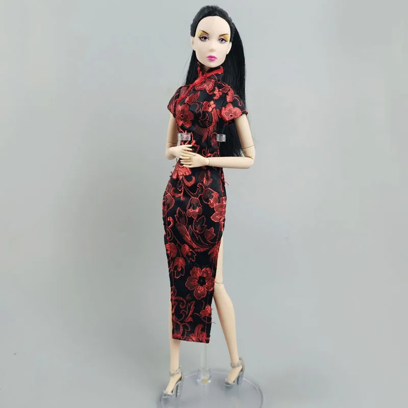 Červená Kvetinové Módne Bábiky Oblečenie Pre Bábiku Barbie Šaty Oblečenie Čínskej Tradičnej Qipao Oblečenie 1/6 Bábiky, Príslušenstvo DIY Hračka