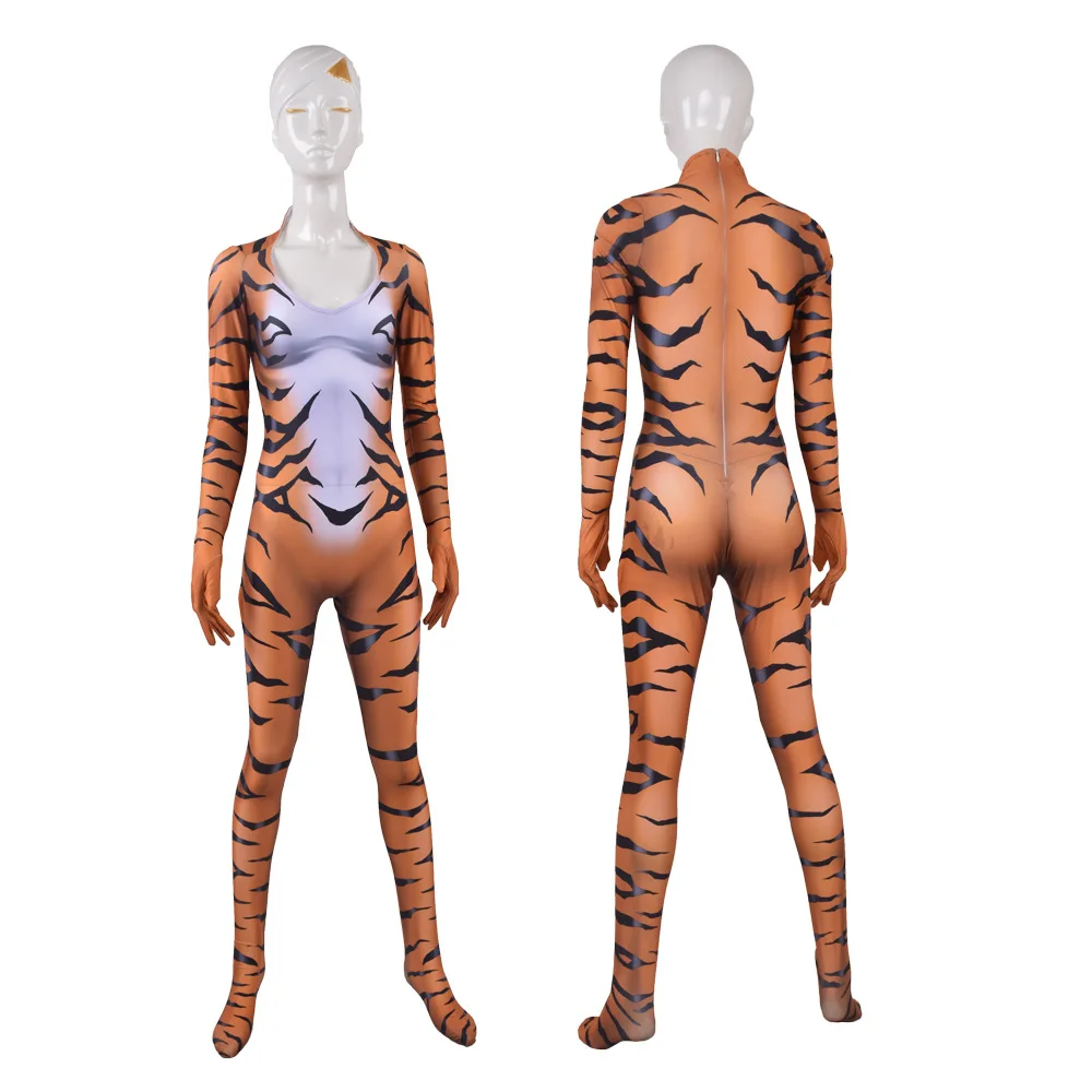 Červená Čierna Mačka Cosplay Kostým Zvierat Zentai Tesný Kombinézu 3D Tlač Lycra Tiger Halloween Oblek