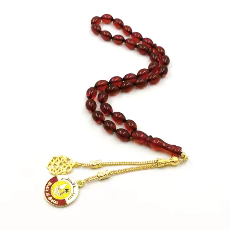 Červená Živica Tasbih Katar Národný Deň dar Moslimských náramok 33 45 66 99 modlitba perly ruženca Zlato Tarbizons 2019 Nový štýl Ruženec