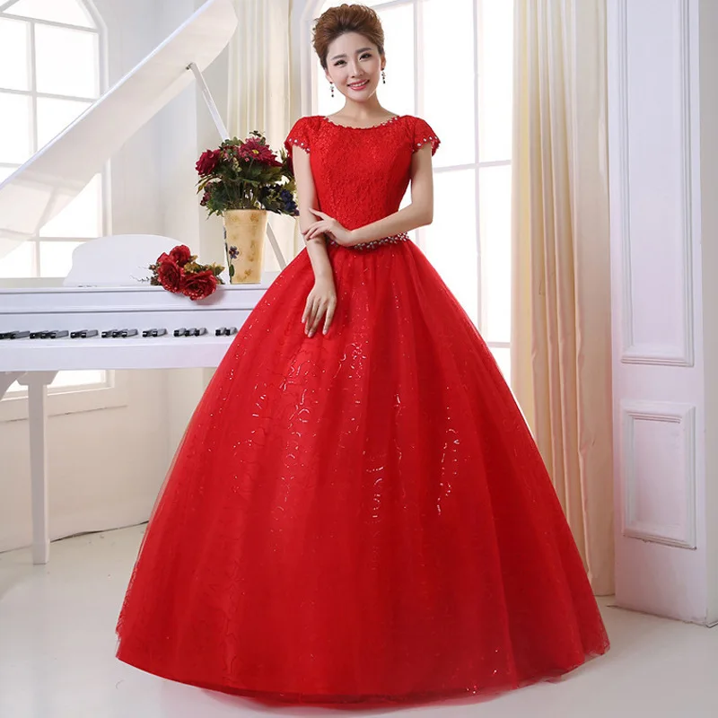 Červené Svadobné svadobné šaty plesové šaty, nové letné nevesta svadobné móda trubice najvyššie čipky jednoduché kórejská verzia vestidos de novia