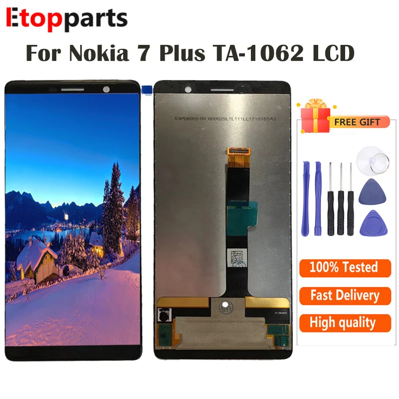 Čierna LCD Displej Pre Nokia 7 PLUS LCD S Dotykovým Digitalizátorom. Montáž, Doprava Zdarma