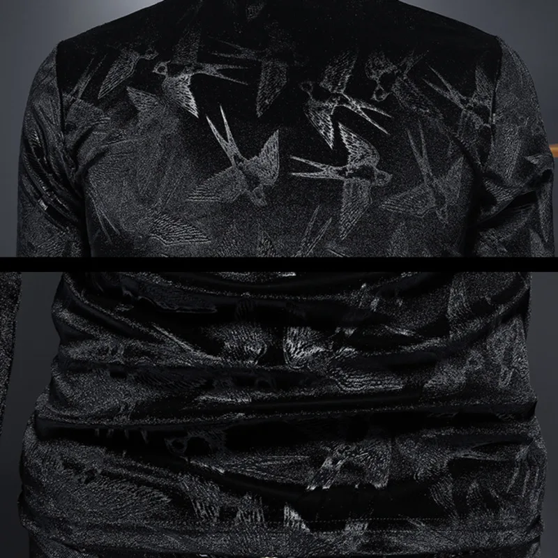Čierny Čaj Club Oblečenie Royal T Shirt Mužov Jeseň Zimná Fleece linajkované Pribrala Turtleneck Dlhým rukávom T-shirt M-5XL Mužov Oblečenie