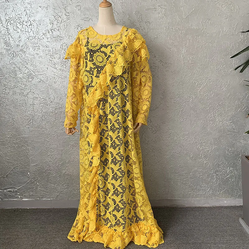 Čipky Afriky Šaty Pre Ženy, Plus Veľkosť Boubou Ankara Dashiki Maxi Šaty Moslimských Abayas Fashion Party Oblečenie 2021 Jeseň Zima
