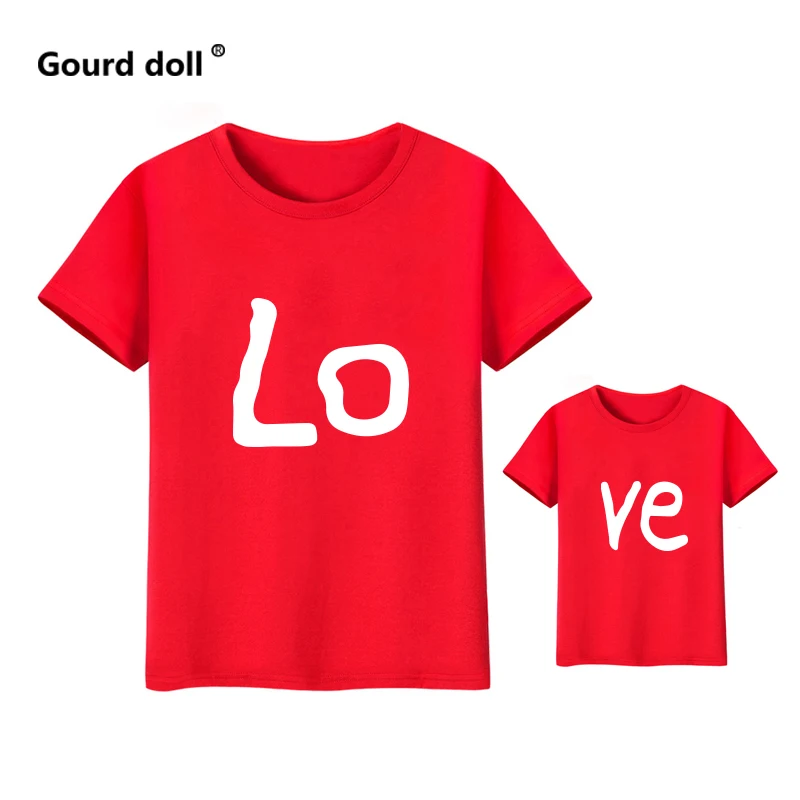 Ľúbostný list Rodine zodpovedajúce oblečenie tričká Bavlnené rodiny vzhľad kawaii chlapci baby girl deti letné matka a dcéra oblečenie