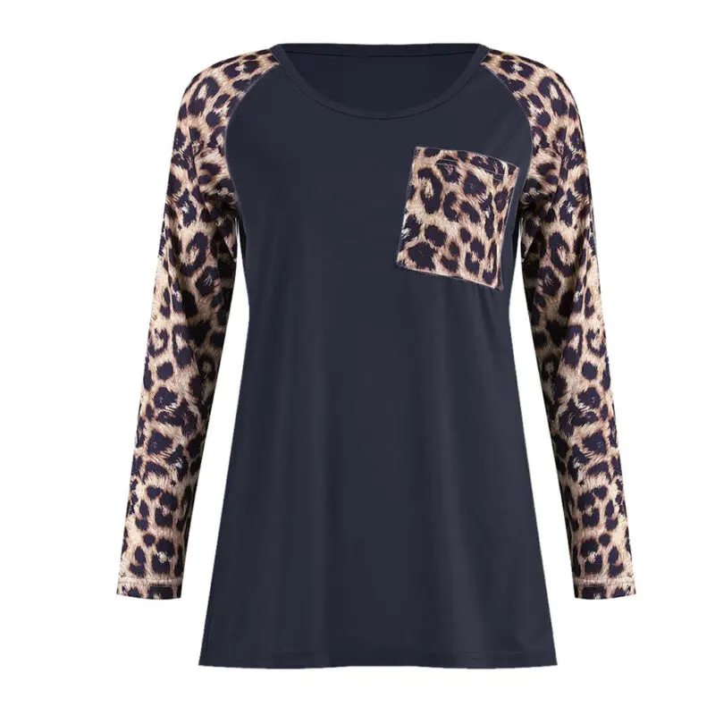 Ženské Leopard Print T shirt Jeseň Zimné Dámske Long Sleeve T Shirt Topy A Tričko Bežné Tee Femme
