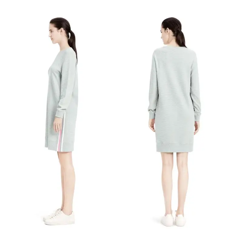 Ženské nightgown bavlna sleepwear long-sleeve salónik farebný blok prúžok bavlna doma služba nightgown žena