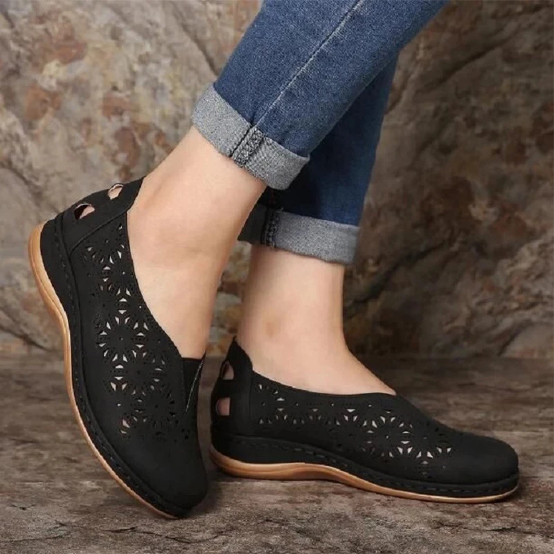 Ženy Sandále 2020 Vintage Bežné Dámy Bytov Topánky Sandále Ženy Lete Duté Z Priedušná Kliny Topánky Sklzu Na Ženské Topánky