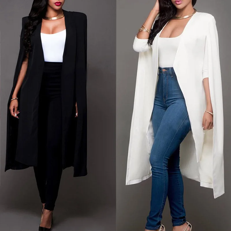 （Dar）2020 módne Plášte Ženy plášť Voľné Dlhý Plášť Sako Kabát Cape Cardigan Bunda Výkopu Biela Čierna Dlho Outwear